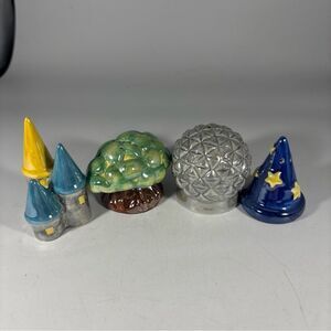 Vintage Disney Salt & Pepper Shakers 4 Parks ( Rare Set‎ w/Sorcerers Hat!)